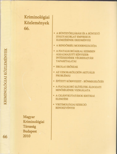 Vig Dvid  (szerk.) - Kriminolgiai Kzlemnyek 66.