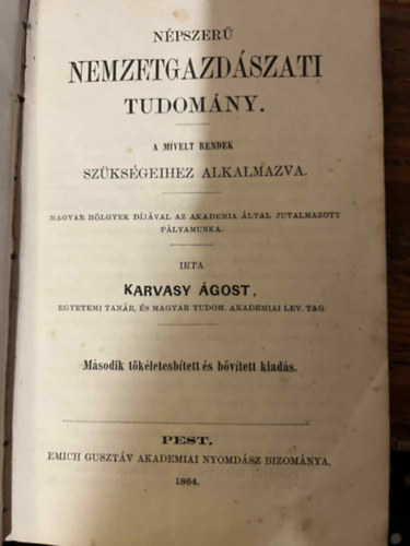 Karvasy �gost - N�pszer� nemzetgazd�szati tudom�ny