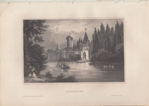 Laxenburg (Laxenburg vra, Ausztria, Eurpa) (16x23,5 cm lapmret eredeti aclmetszet, 1856-bl)