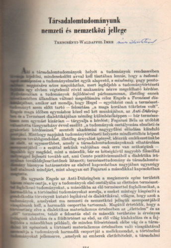 Trencsényi-Waldapfel Imre - Társadalomtudományunk nemzeti és nemzetközi jellege - Különlenyomat - Dedikált