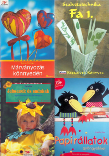 Angelika Kipp, Gudrun Hettinger, Maria Eigl - 4 db hobbikönyv: Papírállatok gyöngyökkel - Kartonból és gyöngyből + Márványozás könnyedén + Jelmezek és sminkek gyerekzsúrra és farsangra + Szalvétatechnika - Fa 1.