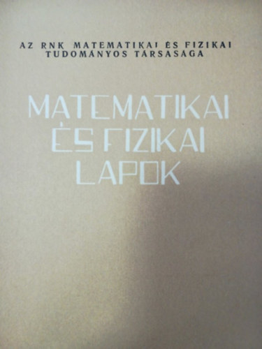 Matematikai s fizikai lapok 11. 1960 november