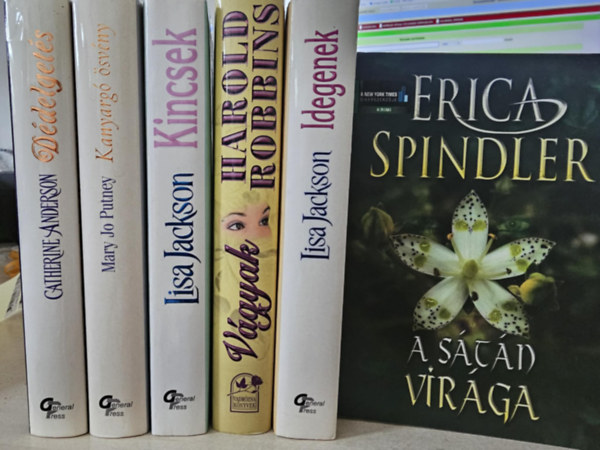 Catherine Anderson, Mary Jo Putney, Lisa Jackson, Harold Robbins, Erica Spindler - 6db romantikus k�tet, K�NYVMENT� AJ�NLAT: D�delget�s+ Kanyarg� �sv�ny+ Kincsek+ V�gyak+ Idegenek+ A s�t�n vir�ga