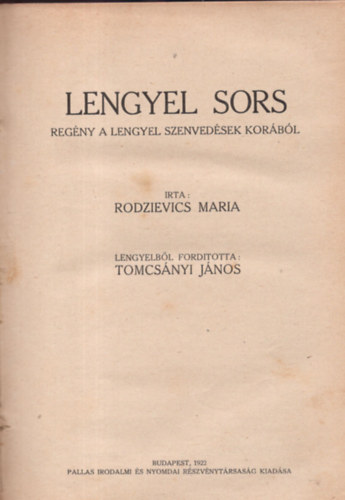 Rodzievics Mria - Lengyel sors