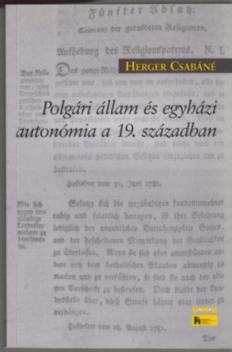 Herger Csabn - Polgri llam s egyhzi autonmia a 19. szzadban