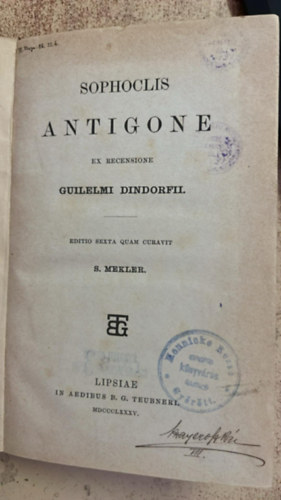 Sophoclis Anitgone ex recensione Guilelmi Dindorfii
