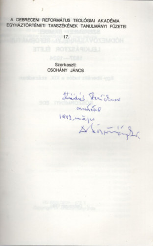 B�sz�rm�nyi Ede - Szeremlei S�muel h�dmez�v�s�rhelyi reform�tus lelkip�sztor �lete  1837-1924- Egy liber�lis tud�s a XIX. sz�zadban- dedik�lt