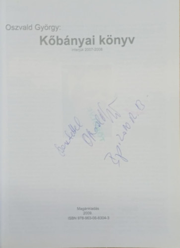 Oszvald Gy�rgy - K�b�nyai k�nyv (dedik�lt)