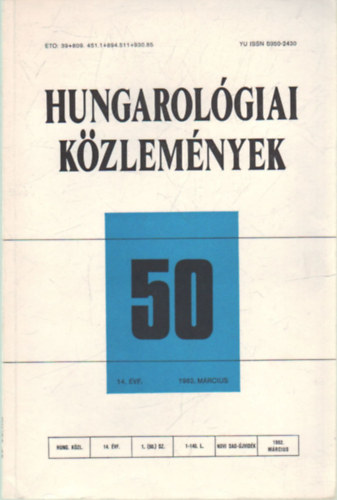 Hungarolgiai kzlemnyek 50. ( 14. vfolyam )