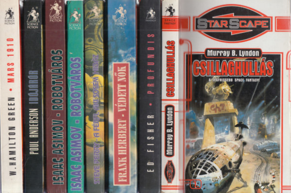 Ed Fisher, Frank Herbert, Steve Perry, Isaac Asimov, Poul Anderson, W. Hamilton Green Murray B. Lyndon - 8db Valhalla Pholy Sci-fi m: Csillaghulls + Profundis + Vdett nk + A frfi aki sosem hibz + Robotvros I-II + Idjrr + Mars 1910
