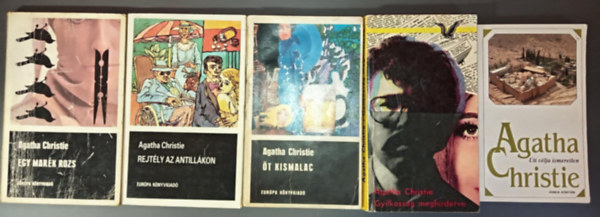 Agatha Christie - (5db) Agatha Christie könyvcsomag: Egy marék rozs / Rejtély az Antillákon / Öt kismalac / Gyilkosság meghirdetve / Úti célja ismeretlen