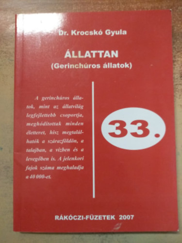 Dr. Krocskó Gyula - Állattan - Gerinchúros állatok