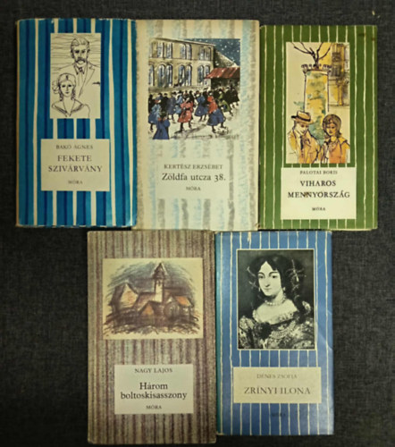 Bakó Ágnes, Kertész Erzsébet, Palotai Boris, Nagy Lajos, Dénes Zsófia - (5db) Csíkos Könyvek ifjúsági könyvcsomag a 12-16. éves korosztály számára: Fekete szivárvány / Zöldfa utza 38. / Viharos mennyország / Három boltoskisasszony / Zrínyi Ilona