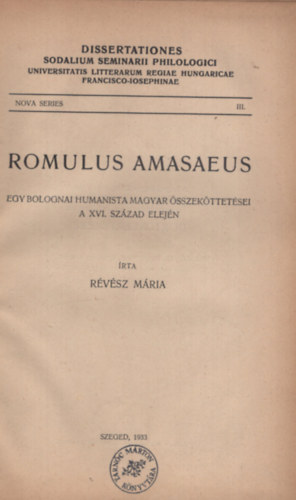 Rvsz Mria - M. romulus amasaeus