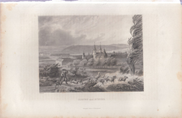 Corvey �s H�xter l�tk�pe - eredeti litogr�fia (metszet)