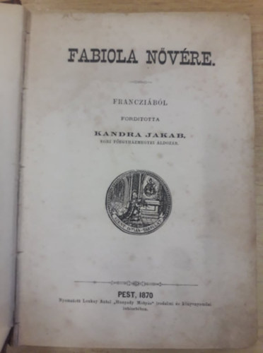 Kandra Jakab - Fabiola n�v�re (1870)