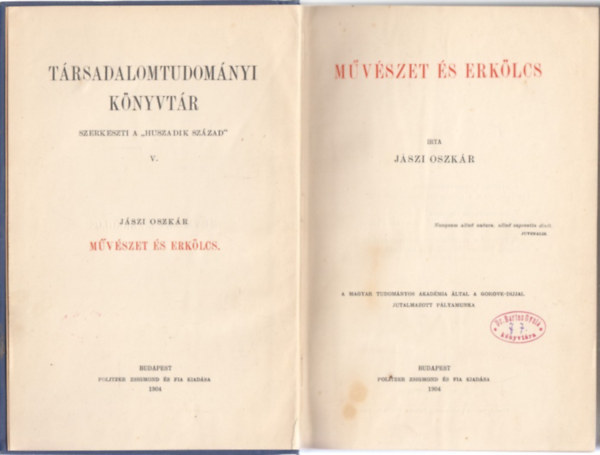 Jászi Oszkár - Művészet és erkölcs