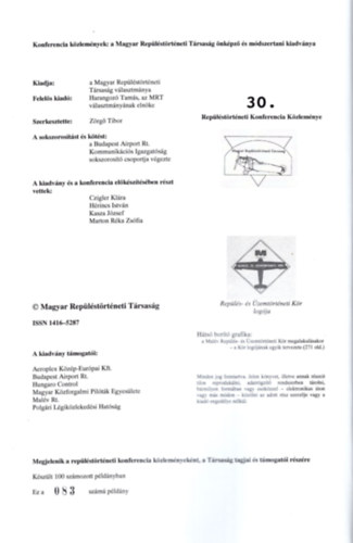 Zrg Tibor  (szerk.) - A replstrtneti konferencia kzlemnyei 2005 30.sz. szmozott, 83/100 sz. pldny