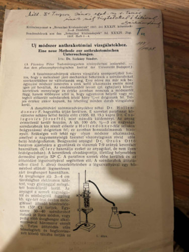 dr. S�rk�ny S�ndor - �j m�dszer anthrakot�miai vizsg�latokhoz