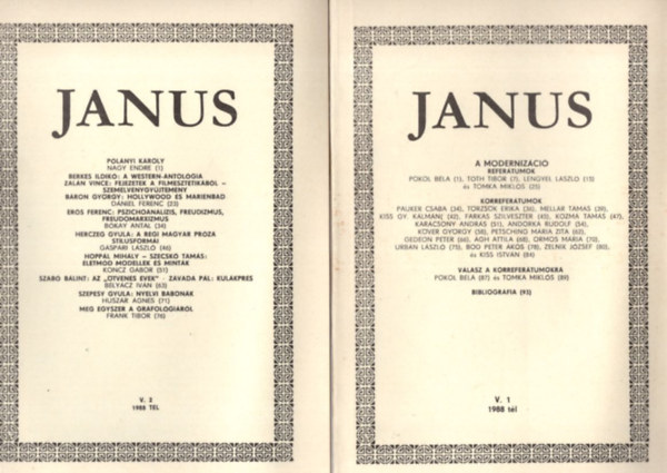 Lengyel Lszl, Hornyi zsb  Pokol Bla (szerk.) - Janus I-III. ktet 1988 tl V.1.+ V.2. + V.3.