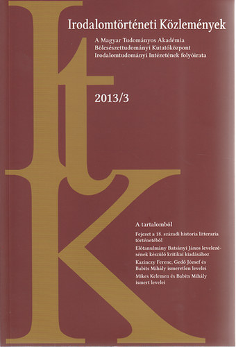 Kecskem�ti G�bor - Irodalomt�rt�neti k�zlem�nyek 2013/3