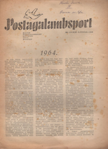 Ha�sz Ferenc - Postagalambsport 1964. X. �vfolyam janu�r-okt�ber, december (11 sz�m)