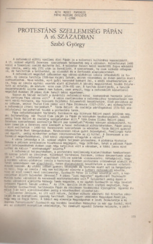 Szab� Gy�rgy - Protest�ns szellemis�g P�p�n a 16. sz�zadban - K�l�nlenyomat