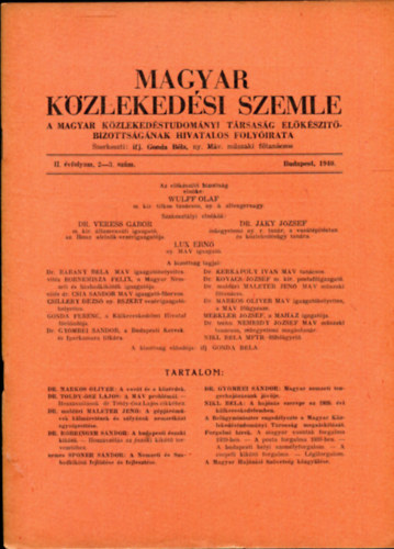 ifj. Gonda Bla - Magyar Kzlekedsi szemle II. vfolyam 2-3. szm