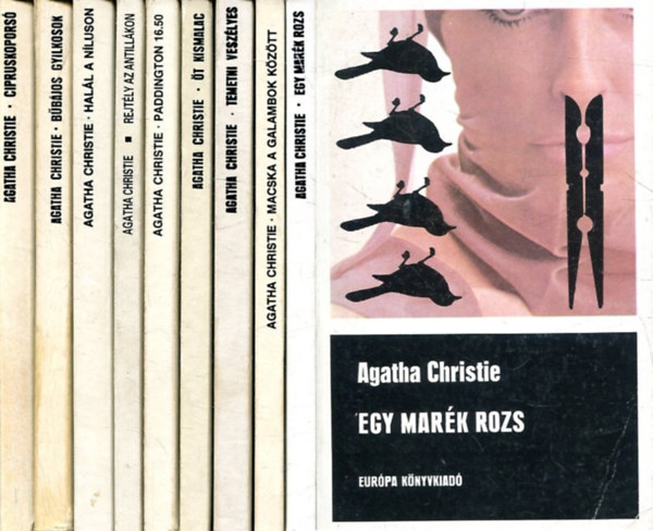 Agatha Christie - 9 db Agatha Christie: Cipruskopors + Bbjos gyilkosok+ Hall a Nluson + Rejtly az Antillkon + Paddington 16.50 + t kismalac + Temetni veszlyes + Macska a galambok kztt + Egy mark rozs