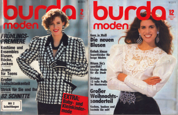 Tbb szerz - Burda Moden 1987/2., 3. 12. szmok szabsminta mellklettel (nmet nyelv)