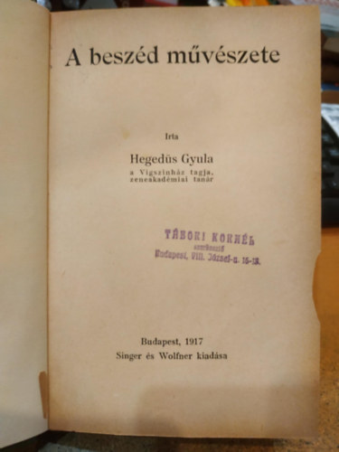 Heged�s Gyula - A besz�d m�v�szete