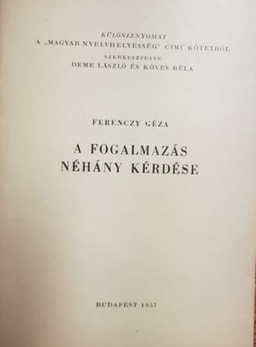 Ferenczy Gza - A fogalmazs nhny krdse