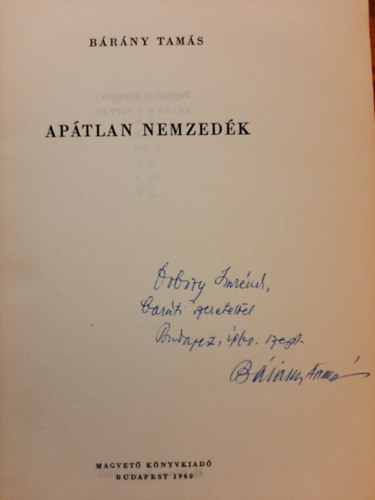 B�r�ny Tam�s - Ap�tlan nemzed�k