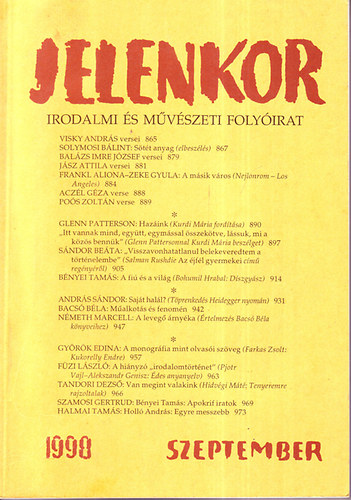 Csuhai István (főszerkesztő) - Jelenkor 1998. szeptember