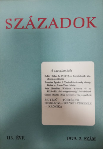 Századok 1979/2. (A Magyar Történelmi Társulat közlönye)