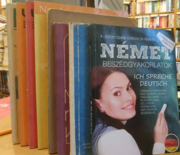 Tim�r J�zsef, L�szl� Sarolta, Vajda Gy�rgy Mih�ly J�szai Emese - 8 db n�met nyelv: N�met besz�dgyakorlatok; N�met kezd�knek I-II.; Magyar-n�met igei vonzatok; N�met nyelvk�nyv kezd�k sz�m�ra; J�tsszunk egy�tt! Tanulj vel�nk!; Keine angst vor h�rtexten (N�met besz�d�rt�s); Und was meinen I-II.