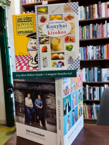 Cey-Bert Róbert Gyula, Verő Juli-Jámbor Zsóka, Láng György Mautner Zsófi-Széll Tamás - Gasztronómia könyvcsomag 5 darabos KÖNYVMENTŐ AJÁNLAT: Ízek nyomában, Megint segít a séf, A magyar konyha ízei, Konyhai kisokos, Konyhai különlegességek és képtelenségek