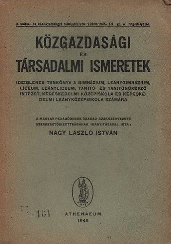 Nagy László István - Közgazdasági és társadalmi ismeretek