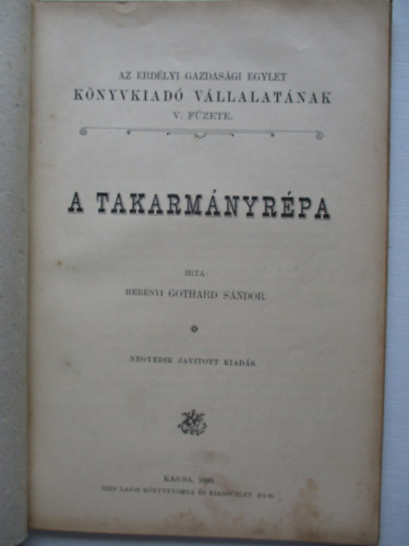 Herényi Gothard Sándor - A takarmányrépa