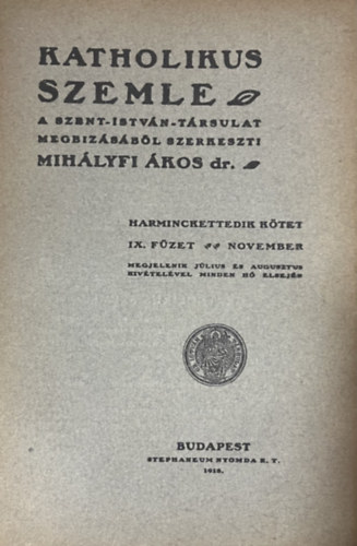 Katolikus szemle 1918. november