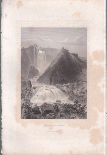 Cascade bei Terni (A Marmore-vízesés Terni mellett) - eredeti litográfia (metszet)