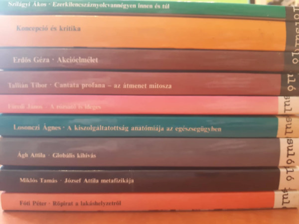 9db Gyorsul id: A rzsat is ideges, A kiszolgltatottsg anatmija az egszsggyben, Globlis kihvs, Cantata profana- az tmenet mtosza, Jzsef Attila metafizikja, Ezerkilencszznyolvanngyen innen s tl, Koncepci s kritika, Akcielmlet,