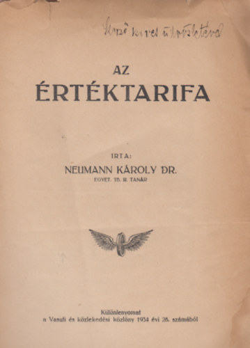 Neumann Károly Dr. - Az értéktarifa