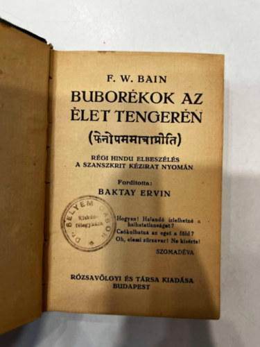 F.W.-Baktay E.  Bain (ford.) - Bubor�kok az �let tenger�n