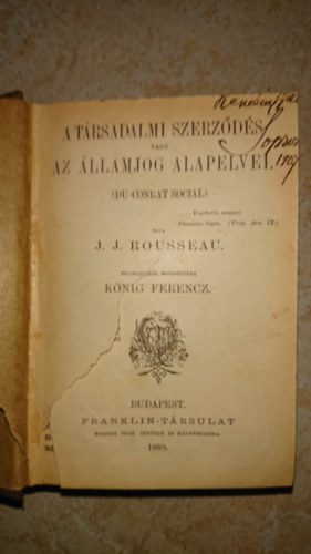 J. J. Rousseau - A trsadalmi szerzds vagy az llamjog alapelvei