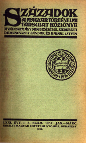 Sz�zadok 71. �vfolyam 1937