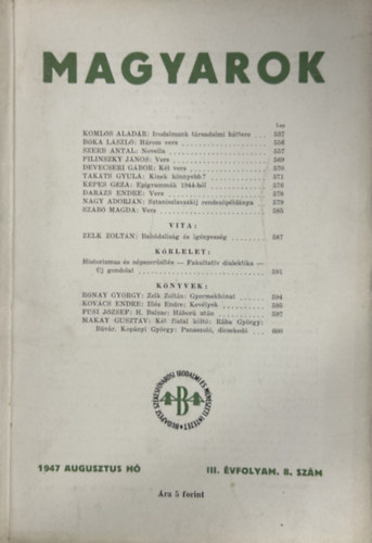 Magyarok - 1947 Augusztus - III. évfolyam 8.szám