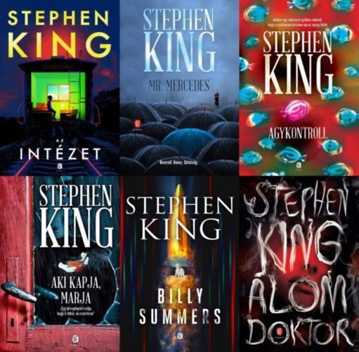 Stephen King - 6 db Stephen King horror: lom doktor + Mr. Mercedes + Az Intzet + Aki kapja, marja + Agykontroll + Billy Summers (a Bill Hodges trilgia s 3 msik m)