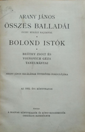Arany János - Arany János összes balladái Zichy Mihály rajzaival - Bolond Istók