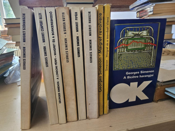 Georges Simenon - 9db Simenon kötet, KÖNYVMENTŐ AJÁNLAT: Maigret szórakozik+ Maigret csapdát állít+ A Londoni férfi- Maigret és a borkereskedő+ A sárga kutya+ Maigret pipája+ Maigret habozik+ Maigret revolvere+ Maigret és a szombati kliens+ A Bicetre har